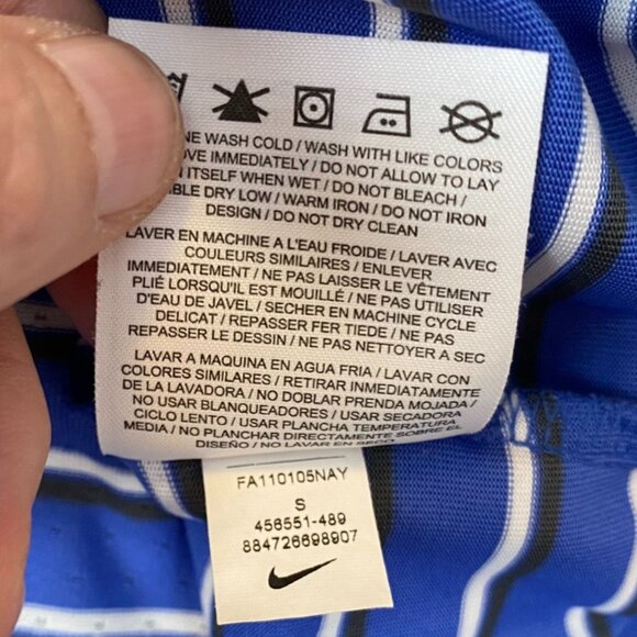 Nike Mens Golf Polo Shirt Small Striped Dri-Fit Pullover Activewear Casual Blue - Picture 7 of 12